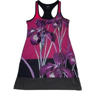 XS Express Black & Pink Racerback Tank - Embellished Sequin Purple Flowers